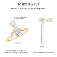 Pear and Round Cut Moissanite Toi et Moi Engagement Ring