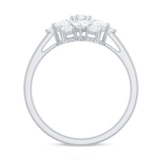 Womens Moissanite Flower Engagement Ring with Certificate