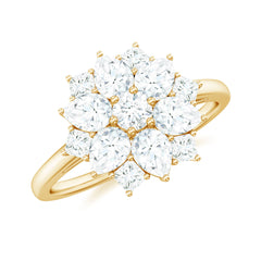 Womens Moissanite Flower Engagement Ring with Certificate