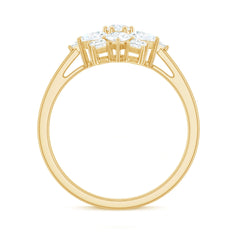 Womens Moissanite Flower Engagement Ring with Certificate