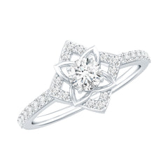 Certified Moissanite Floral Engagement Ring For Her