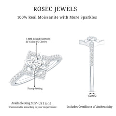 Certified Moissanite Floral Engagement Ring For Her