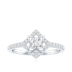 Certified Moissanite Floral Engagement Ring For Her