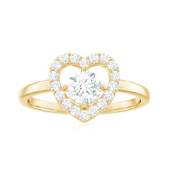 1 CT Round Cut Zircon Heart Engagement Ring with Halo