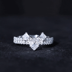 Princess and Round Cut Moissanite Designer Wedding Band