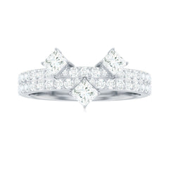 Princess and Round Cut Moissanite Designer Wedding Band
