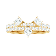 Princess and Round Cut Moissanite Designer Wedding Band