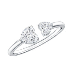 Heart Shape Moissanite Two Stone Cuff Ring