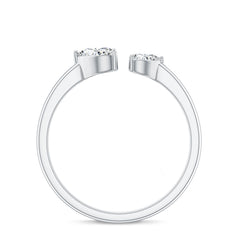 Heart Shape Moissanite Two Stone Cuff Ring