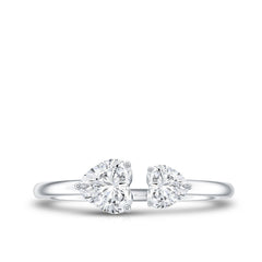 Heart Shape Moissanite Two Stone Cuff Ring