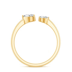 Heart Shape Moissanite Two Stone Cuff Ring