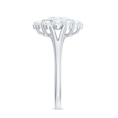 Oval Cut Moissanite Halo Engagement Ring with Split Shank