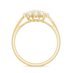 Oval Cut Moissanite Halo Engagement Ring with Split Shank