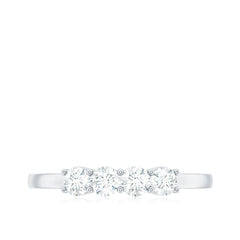 Certified Moissanite 4 Stone Stackable Anniversary Ring