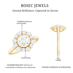 1.50 CT Bezel Set Zircon Statement Halo Engagement Ring