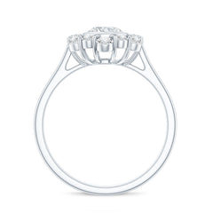 Round Moissanite Statement Engagement Ring with Halo