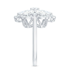 5.50 CT Oval and Round Cut Zircon Floral Statement Ring