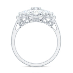 5.50 CT Oval and Round Cut Zircon Floral Statement Ring