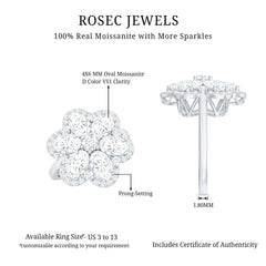 Certified Moissanite Huge Flower Engagement Ring