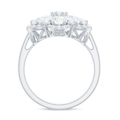 Certified Moissanite Huge Flower Engagement Ring