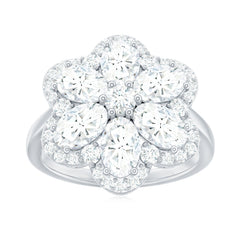 Certified Moissanite Huge Flower Engagement Ring