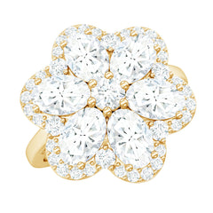 Certified Moissanite Huge Flower Engagement Ring