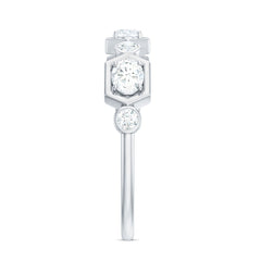 Oval and Round Certified Moissanite Half Eternity Ring