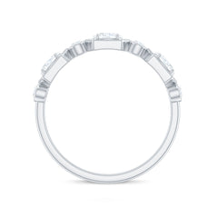 Oval and Round Certified Moissanite Half Eternity Ring