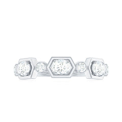 Oval and Round Certified Moissanite Half Eternity Ring