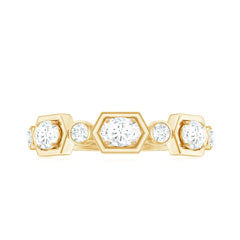 Oval and Round Certified Moissanite Half Eternity Ring