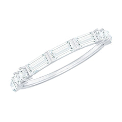 Baguette Cut Moissanite Minimalist Half Eternity Ring