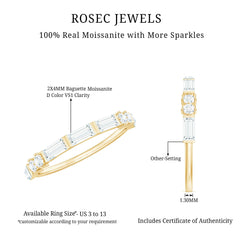 Baguette Cut Moissanite Minimalist Half Eternity Ring