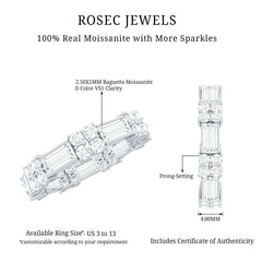 Moissanite Round and Baguette Wedding Band