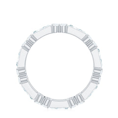 Moissanite Round and Baguette Wedding Band