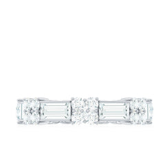 Moissanite Round and Baguette Wedding Band