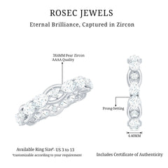2 CT Round and Pear Cut Zircon East West Gold Eternity Ring