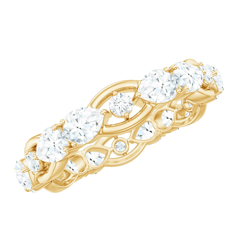 2 CT Round and Pear Cut Zircon East West Gold Eternity Ring