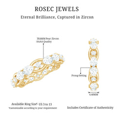 2 CT Round and Pear Cut Zircon East West Gold Eternity Ring