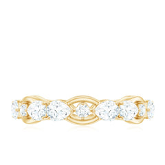 2 CT Round and Pear Cut Zircon East West Gold Eternity Ring