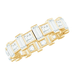 Princess and Baguette Cut Zircon Alternate Eternity Ring