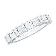 Certified Moissanite Half Eternity Wedding Band for Women