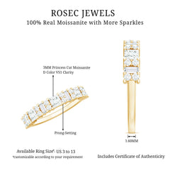 Certified Moissanite Half Eternity Wedding Band for Women