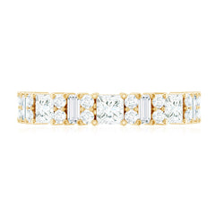 Certified Moissanite Half Eternity Wedding Band for Women
