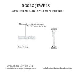 Alternate Bezel Set Moissanite Half Eternity Band Ring
