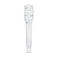 Alternate Bezel Set Moissanite Half Eternity Band Ring