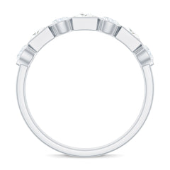 Alternate Bezel Set Moissanite Half Eternity Band Ring