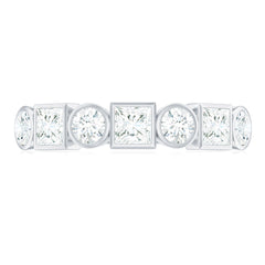 Alternate Bezel Set Moissanite Half Eternity Band Ring