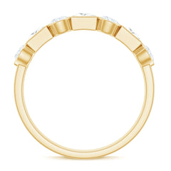 Alternate Bezel Set Moissanite Half Eternity Band Ring