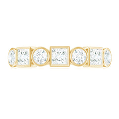 Alternate Bezel Set Moissanite Half Eternity Band Ring