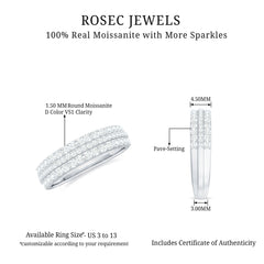 Round Cut Certified Moissanite Wedding Band